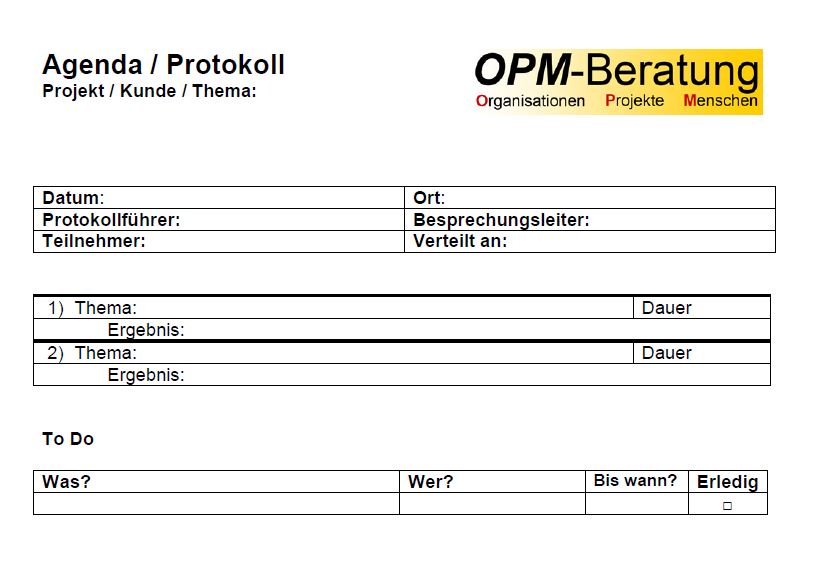 Agenda und Protokoll